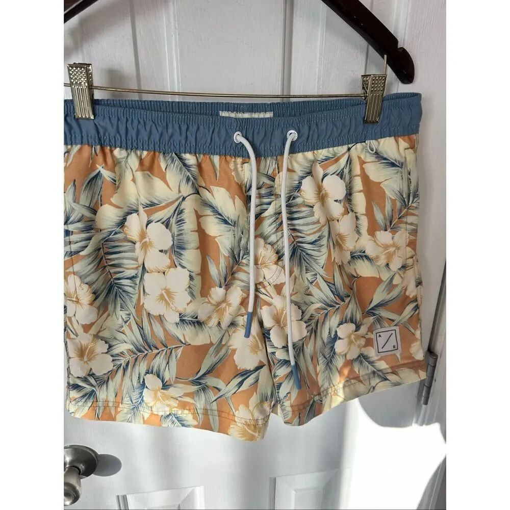 American Eagle yellow floral bathing suit size small Hawaiian print